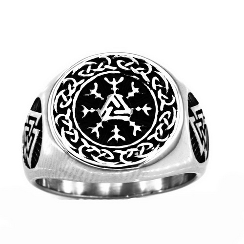 FSR20W95 Helm of Awe Viking valknut knot of the slain Valknot ring - Click Image to Close